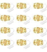 Fairy Lights Battery Operated String Lights - 12 Pack 7ft 20 LED Silver Wire Firefly Lights for M...