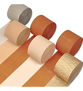 PartyWoo Crepe Paper Streamers 6 Rolls 492ft, Pack of Metallic Gold, Pumpkin Orange, Peach, Apric...