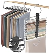 Upgrade 9 Layers Pants Hangers Space Saving, 2 Pack Non Slip Stainless Steel Multifunctional Pant...