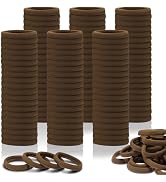 IKOCO 150PCS Hair Ties No Damage for Women, Ouchless Cotton Hair Ties for Thick Hair, Brown