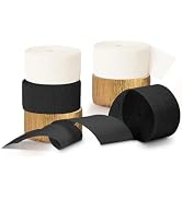 NICROHOME EUR Black Gold Party Decorations, 6 Rolls Crepe Paper Party Streamers for Graduation, W...