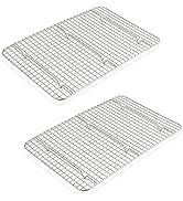 P&P CHEF 15.3 Inch Cooling Baking Rack Set of 2, Stainless Steel Grid Cooking Racks for Roasting ...