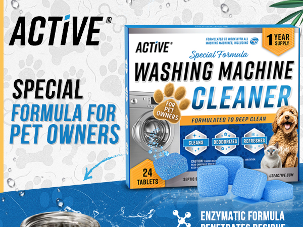 ACTIVE Washing Machine Cleaner Special Pro Enzyme Formula for Pet Owners