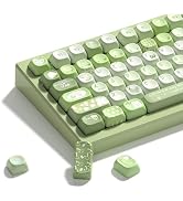 Womier Cute Bunny PBT Keycaps 132 Keys, MOA Profile Keycaps 60 65 75 98 100 Percent, Green Natura...