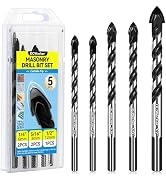 DCWecher 5-Pack Concrete Drill Bit & Masonry Drill Bit Set, Professional Concrete Drill Bit Set, ...