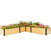 Vego garden Woodgrain Series Raised Garden Bed, 16" Tall Wooden-Look 8' x 8' L-Shaped Metal Plant...