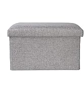 ZLY Folding Stool Storage Ottoman Polyester Fabric Linen Foot Rest Seat Clutter Collection 14"x8"x8"
