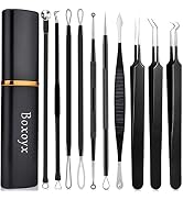 Pimple Popper Tool Kit - Boxoyx 10 Pcs Blackhead Remover Comedone Extractor Kit with Box for Quic...