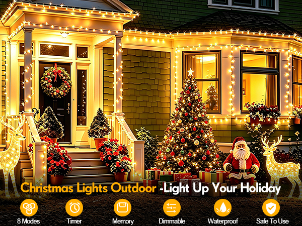 warm white christmas lights outdoor
