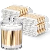 700 Count Cotton Swabs with 1 Dispenser Holder - Bamboo Sticks Cotton Swabs for Ears - Double Rou...