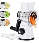 SUSTEAS Rotary Cheese Grater, Cheese Shredder with 3 Interchangeable Blades | Stainless Steel Kit...
