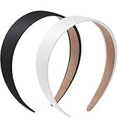 WantGor Satin Headbands for Women, 1.18 Inch Wide Solid Hair Bands Plain Hairband Holiday Head Ba...