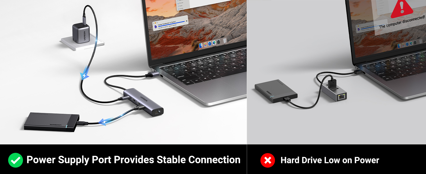 UGREEN USB to Ethernet Adapter, 5 in 1 USB Hub with Ethernet, Plug and Play