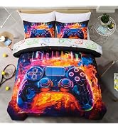 Holawakaka Twin Size Gaming Console Bed in A Bag 5 Pieces for Boys Gamer Comforter Set with Sheet...