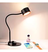 LiFMIRA Desk Lamp, LED Desk Lamp with USB C + A Charging Ports, 5 Colors Fully Dimmable Eye Care ...