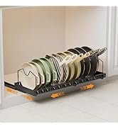 DTUQYX Pull-out Cookware Organizer Under Cabinet - 1 Pack Expandable Pot and Pan Organizer Rack w...
