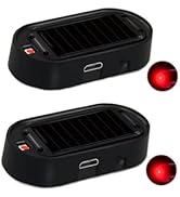 ANKIA 2PCS Solar Power Fake Car Alarm LED Light, Simulated Dummy Warning Anti-Theft LED Flashing ...