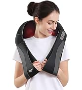 Back Neck Shoulder Massager with Heat, Shiatsu Electric Deep Tissue 3D Kneading Massagers for Rel...