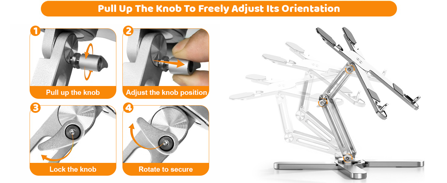 N86 360 Rotating Laptop Stand for Desk with Locking Knobs