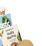 Deefielly Bamboo Cook Book Organizer, Desktop Bookshelf, Convenient Book Stand, 4-Slot Recipe Hol...