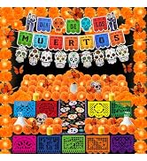 135 Pcs Day of the Dead Decorations Dia De Los Muertos Banner Altar Decor | 9 Papel Picado 3 Arti...