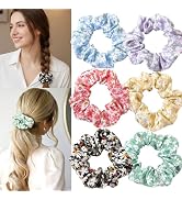 BAISEN 6 Pieces Floral Scrunchies for Women, Cute Scrunchies Hair Ties Ponytail Holder Fresh Swee...