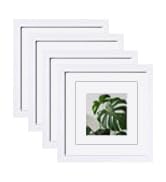 Egofine 8x8 Picture Frames 4 PCS - Made of Solid Wood Covered by Plexiglass for Table Top Display...