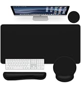 Dapesuom Large Gaming Mouse Pad, Black Mouse Pads with Wrist Rest Wrist Support, 4in1 Big XXL Des...