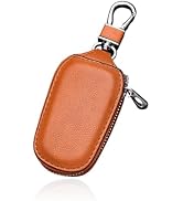 Wevdn Car Key Case, Genuine Leather Auto Smart Key Fob Holder with Metal Hook, Anti Scratch Autom...