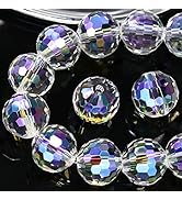 Dowarm 10MM Round Crystal Beads for Jewelry Making, Crystal Paradise Faceted Crystal Glass Beads ...