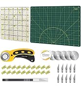 39 Pcs Rotary Cutter Set - Quilting Kit incl. 45mm Fabric Cutter, 5 Extra Rotary Blades, A4 Cutti...