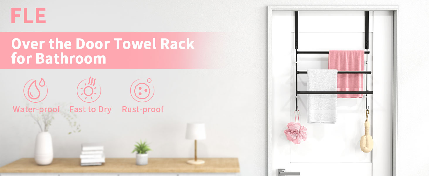 Over The Door Towel Rack, Towel Rack with Hooks for Door Hanging,Door Towel Hanger,