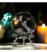 ZEERSHEE 60mm Crystal Ball with Stand - Laser Engraved Cat Sphere 3D Glass Ornament & Paperweight...