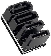 WLGQ Double-Layer SATA 7-Pin Male to Female 180-Degree Adapter, 4 Ports, Black, Matte Finish, EVA...