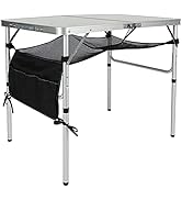 REDCAMP 3 Foot Aluminum Folding Table with Mesh Storage Organizer, Adjustable Height Lightweight ...