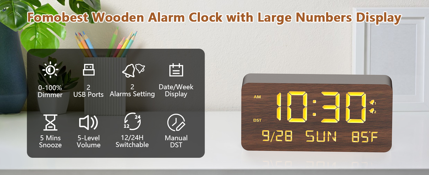 wooden digital clock