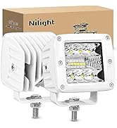 Nilight Marine LED Light Pods Navigation Lights 2PCS 3Inch White Spot Flood Combo Ponton Boat Dec...