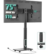 WALI Floor TV Stand with Power Outlet, Rolling Tall TV Stand Mount with Wheels for 32-75 inch TV ...