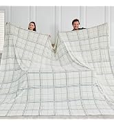 Serenhom Soft Cozy 120x120 Inches Seamless Oversized King Fleece Blanket, Line Pattern Giant Huge...