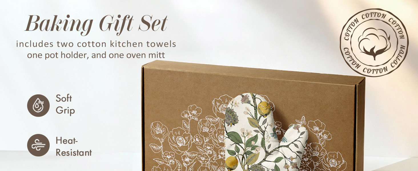 Miss Adola Cotton Kitchen Towels, Oven Mitt and Pot Holder Sets