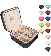 Jemjosh Small Travel Jewelry Box, Portable Mini Jewelry Leather Box Jewelry Ring Organizer Case S...