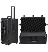 Regetek Rolling Hard Case with Foam, 32.5 x 20.5 x 13 Inch, Rolling Hard Case with Wheels/Retract...