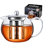 PARACITY Glass Teapot Stovetop 22 OZ/650ml, Tea pot with Removable 18/8 Stainless Steel Infuser, ...