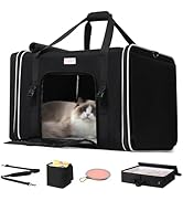 pidipiti 24 x 17 x17 Extra Large cat Carrier up to 30 lbs,for pet car Travel and Long Road Trip,w...