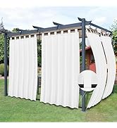 Easy-Going Outdoor Patio Curtains Detachable Tab Top Windproof Weatherproof Curtain for Cabana, P...