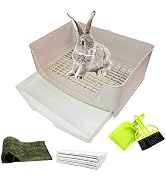 PINVNBY Large Rabbit Litter Box Corner Toilet Box Bigger Pan Pet Potty Trainer with Drawer for Ad...