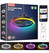 Lumary 20'' Smart Outdoor Ceiling Fans with Lights, Wi-Fi Bluetooth Direct Connect RGBCW Gazebo F...
