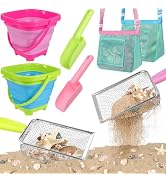 FHOZGECY Beach Toys, Sand Toys with 2 Collapsible Bucket, 2 Beach Mesh Shovel, Sand Shovel, Shark...