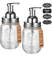 Amolliar Mason Jar Foaming Soap Dispenser, Plastic Soap Pump, Refillable Hand Soap Dispenser for ...