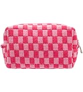 PAZIMIIK Checkered Makeup Bag for Purse Portable Zipper Make Up Pouch Small Cosmetic Case for Tra...